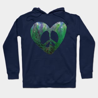 Peace Heart Aqua Grunge Hoodie